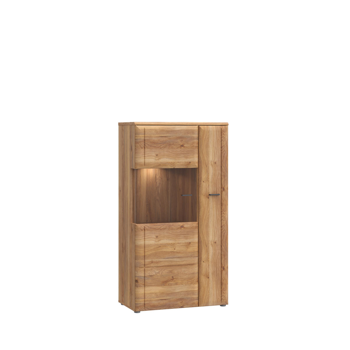VITRINA, barve hrasta - siva/barve hrasta, Moderno, kovina/umetna masa (75,1/140/41,8cm) - Hom`in