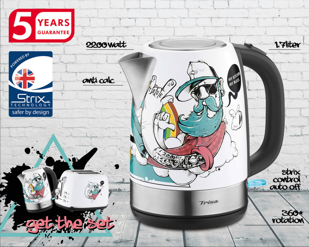 WASSERKOCHER 1.7 l  - Weiss, Konventionell, Metall (21,7/15/22cm) - Trisa Electronics