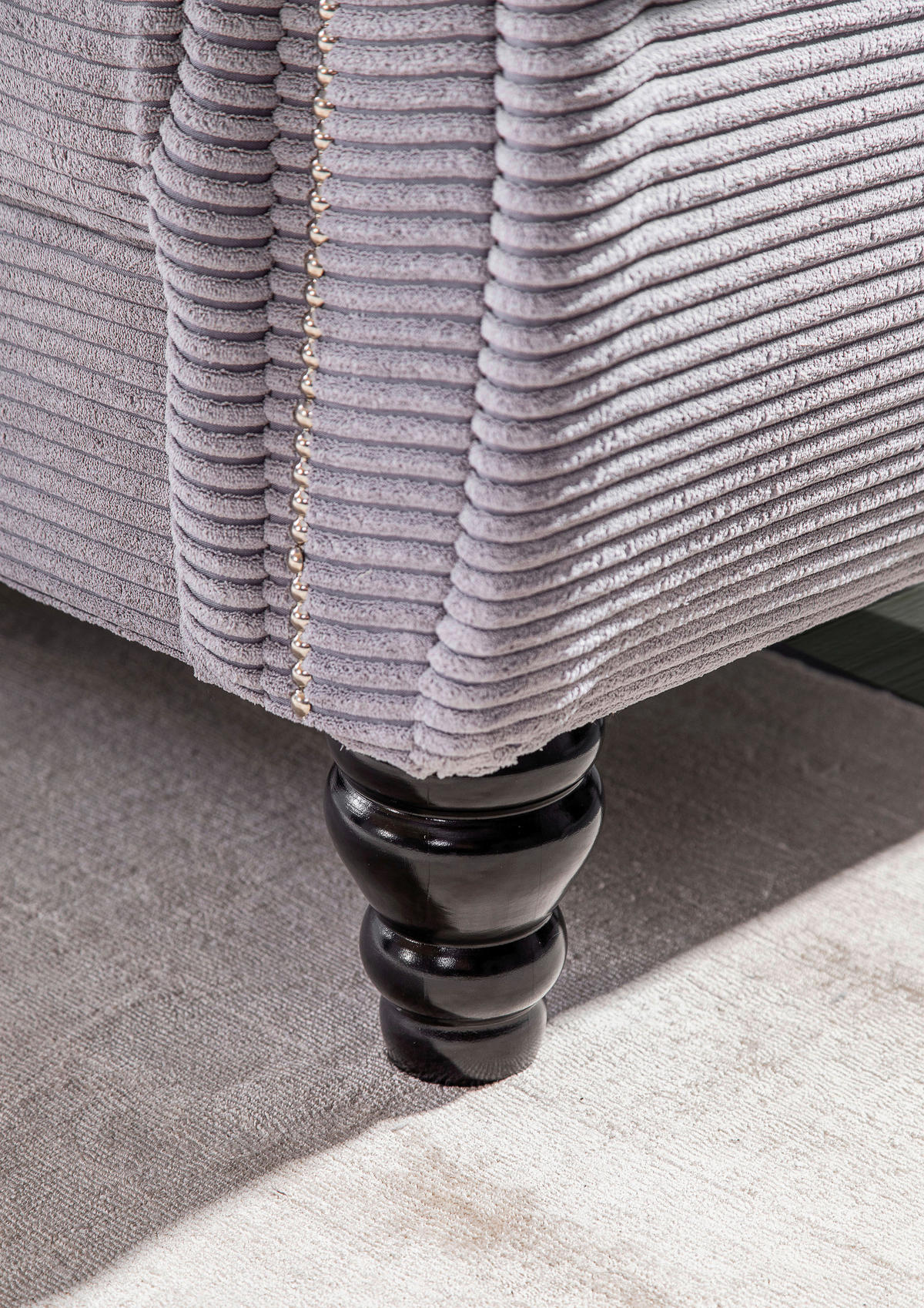 2-SITZER-SOFA Cord Hellgrau  - Dunkelbraun/Hellgrau, Design, Holz/Textil (168/96/75cm)