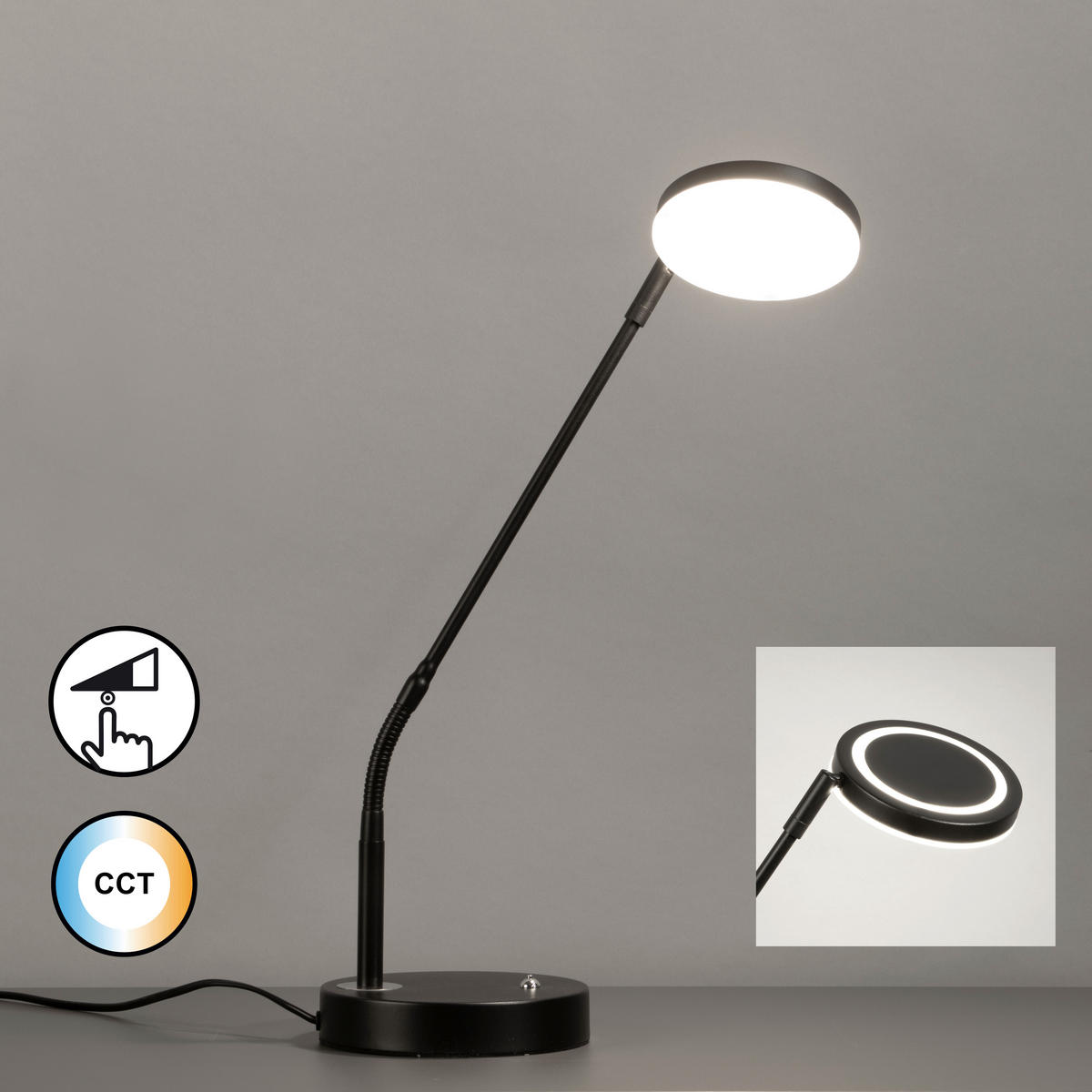 LED-TISCHLEUCHTE Sorento  16 cm  - Schwarz, Design, Metall (16cm) - Fischer & Honsel