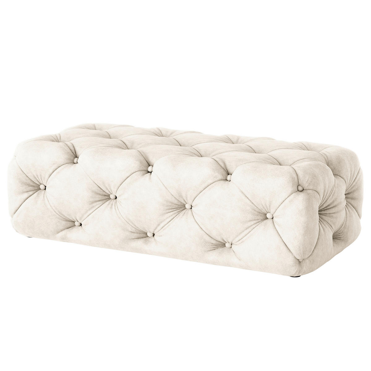 HOCKER Fresco Mikrofaser Creme  - Creme/Schwarz, Design, Kunststoff/Textil (130/39/65cm) - P & B