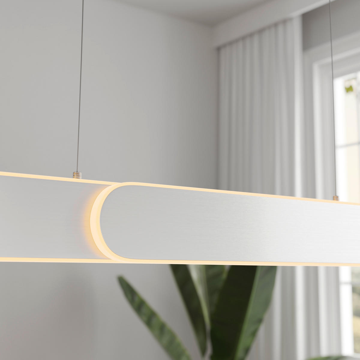 LED-HÄNGELEUCHTE Otis Linear 115/7,5/150 cm   - Silberfarben, Design, Metall (115/7,5/150cm) - Dieter Knoll