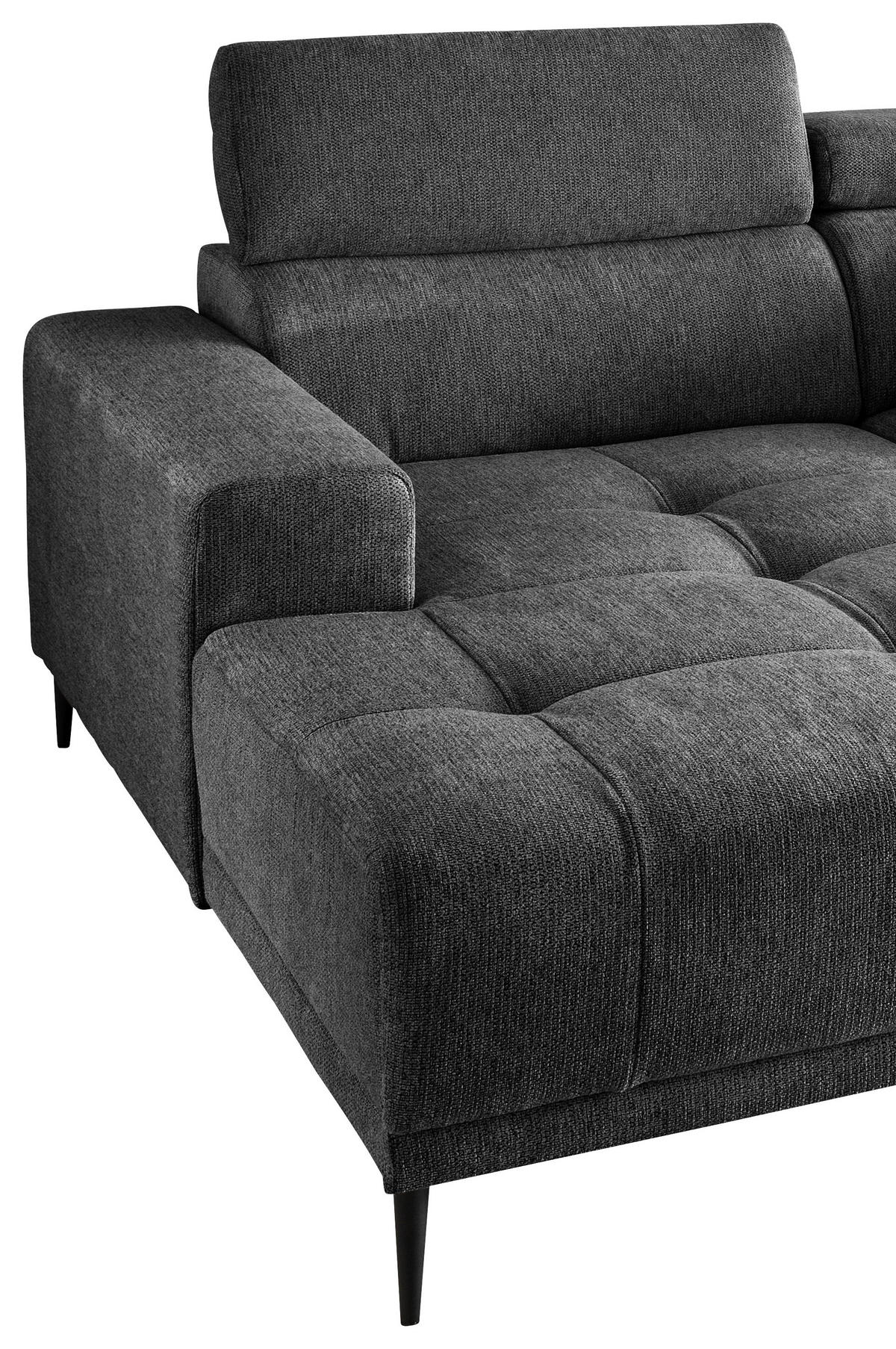 ECKSOFA in Chenille Anthrazit  - Anthrazit/Schwarz, Konventionell, Textil/Metall (200/188cm) - Livetastic