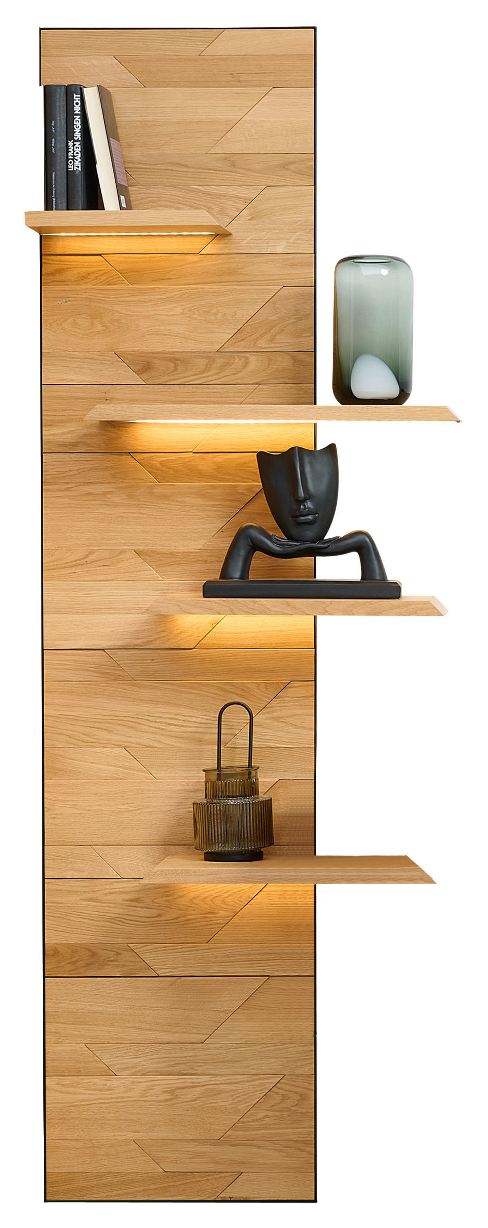 WANDPANEEL Schwarz, Wildeiche  45/199/42 cm  - Wildeiche/Schwarz, Natur, Holz/Metall (45/199/42cm) - Linea Natura