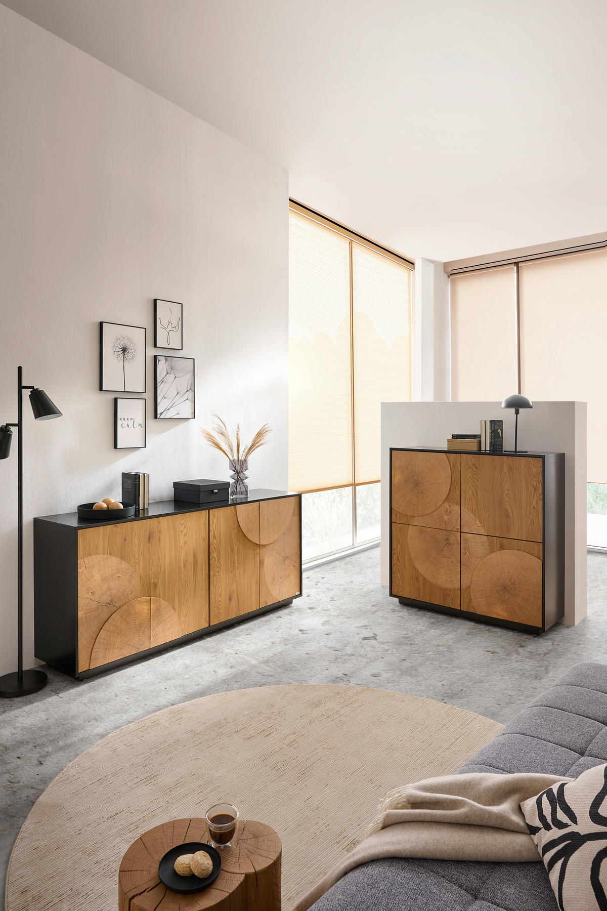 KOMÓD 110/115,5/40 cm  - fekete/tölgyfa, Lifestyle, faalapú anyag (110/115,5/40cm) - Xora
