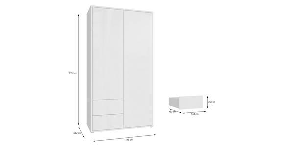 DREHTÜRENSCHRANK 115/214/60 cm,  in Weiß, Weiß Hochglanz, 2-türig  - Weiß Hochglanz/Weiß, Trend, Holzwerkstoff (115/214/60cm) - Carryhome