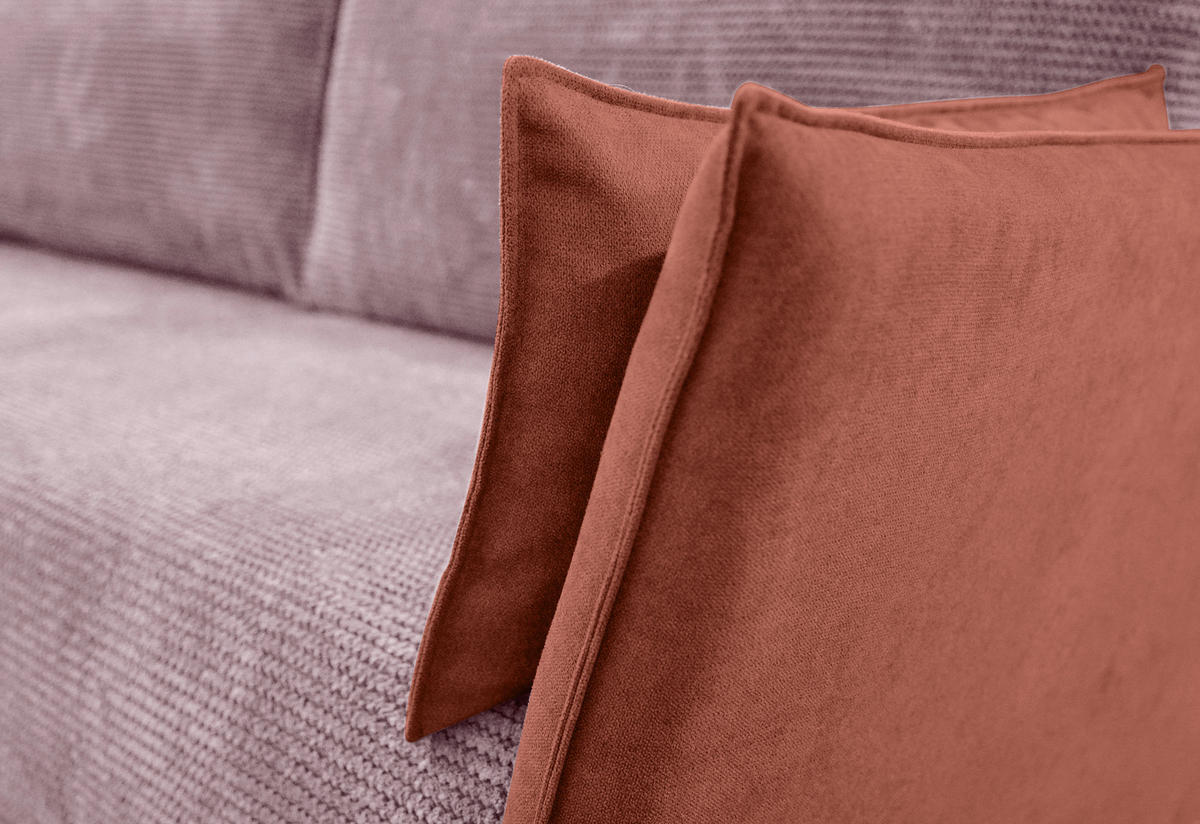 SCHLAFSOFA  mit Liegefunktion, Rücken echt Cord, Flachgewebe Rosa  - Schwarz/Rosa, KONVENTIONELL, Textil/Metall (223/72/100cm) - Carryhome