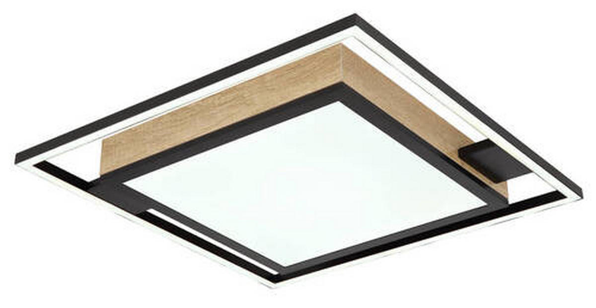 LED-DECKENLEUCHTE 40 W    40/40/6 cm  - Dunkelbraun/Opal, Design, Holzwerkstoff/Kunststoff (40/40/6cm) - Globo