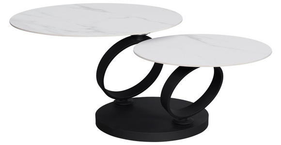 COUCHTISCH 80-133,5/80/43 cm rund Schwarz, Weiß - Schwarz/Weiß, Design, Keramik/Metall (80-133,5/80/43cm) - Dieter Knoll
