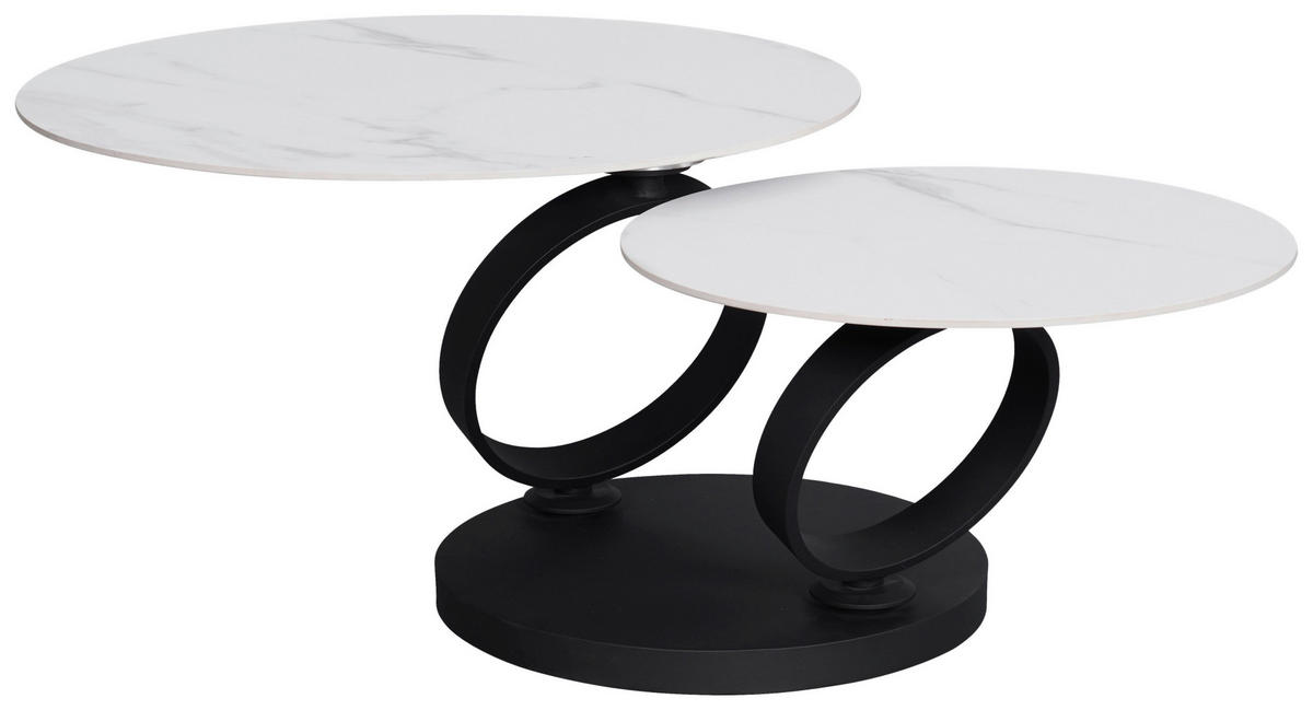 KONFERENČNÝ STOLÍK, čierna, biela, kov, keramika, 80-133,5/80/43 cm - čierna/biela, Design, kov/keramika (80-133,5/80/43cm) - Dieter Knoll