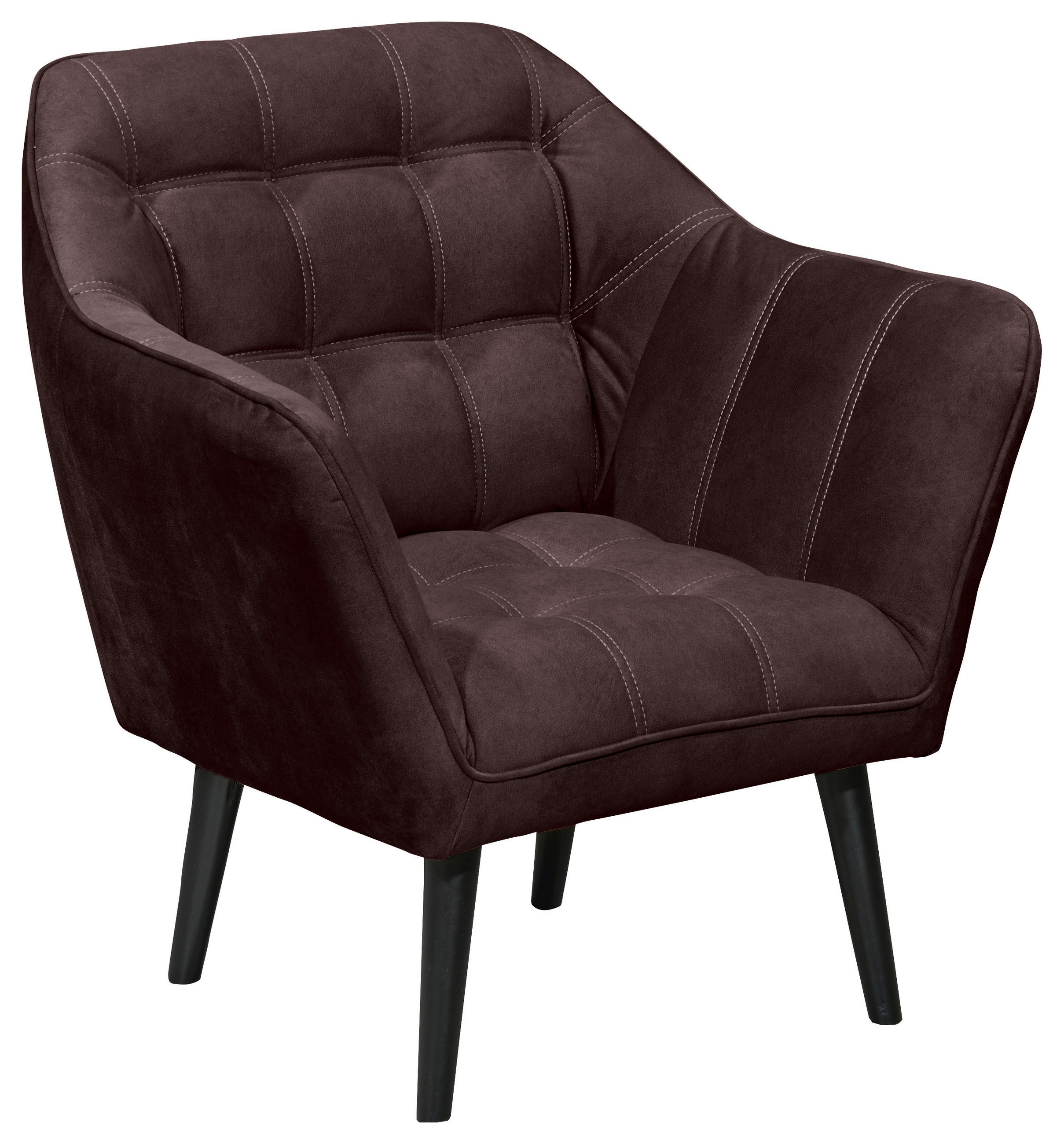 COCKTAILSESSEL Mikrovelours Aubergine    - Aubergine/Schwarz, MODERN, Holz/Textil (84/87/70cm) - MID.YOU