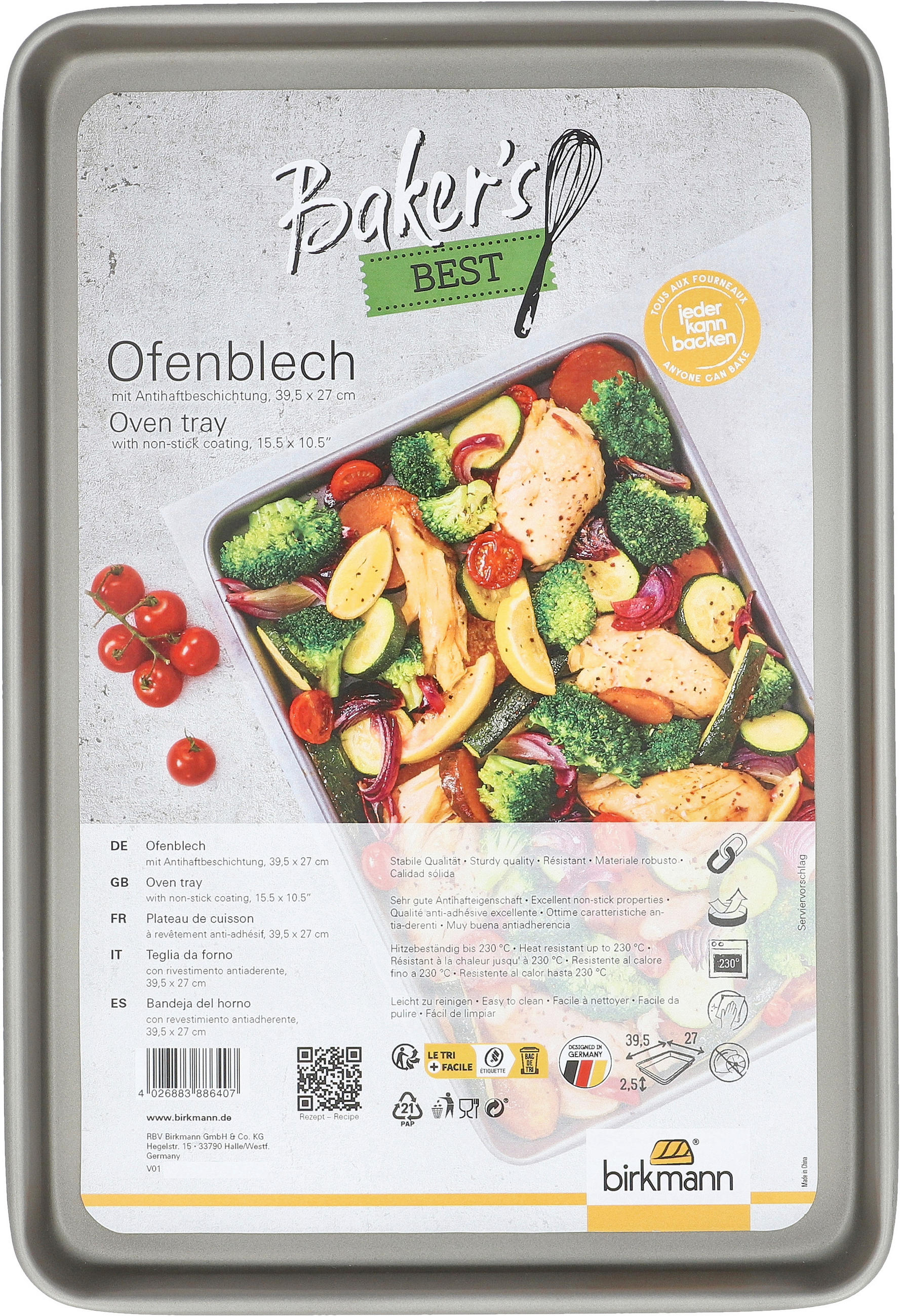 BACKBLECH Baker's Best  - Grau, Basics, Metall (26,8/2,7/39,4cm) - Birkmann