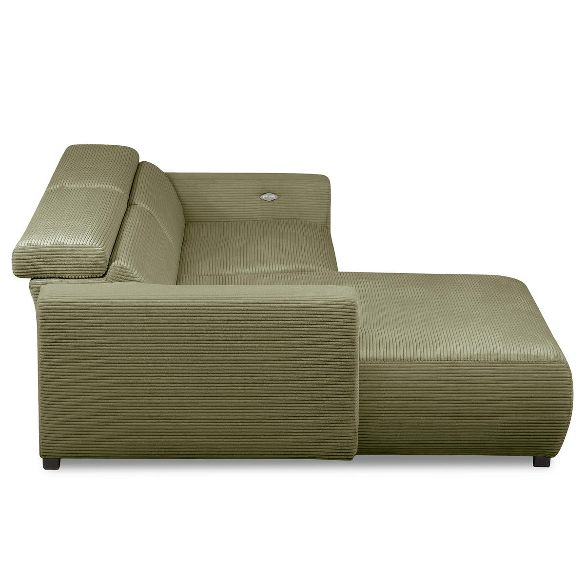 ECKSOFA RENO Grün Cord Relaxfunktion, Kopfteilverstellung  - Schwarz/Grün, Design, Kunststoff/Textil (184/248cm) - Livetastic