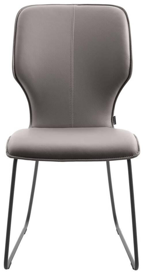 STUHL Echtleder Hellgrau  - Dunkelgrau/Hellgrau, Design, Leder/Metall (49/95/63cm) - Musterring