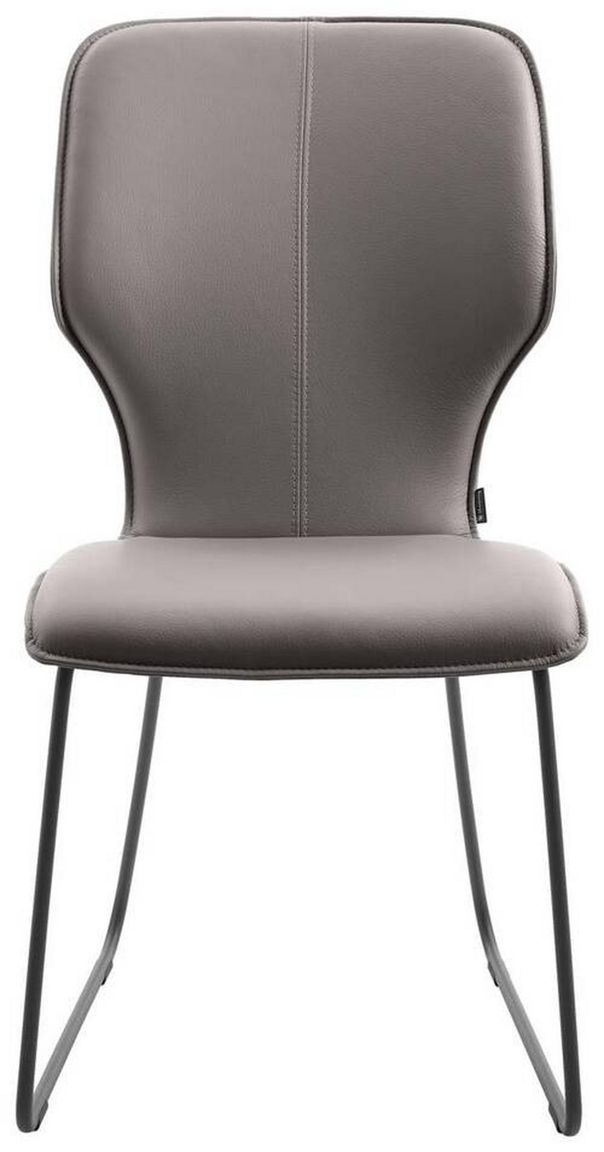 STUHL Echtleder Hellgrau  - Dunkelgrau/Hellgrau, Design, Leder/Metall (49/95/63cm) - Musterring