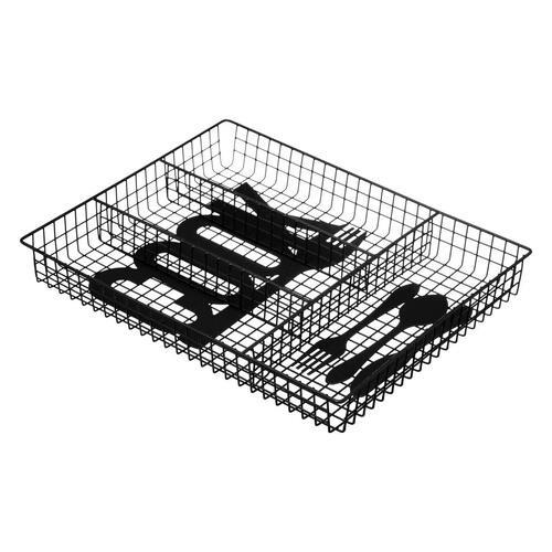ULOŽAK ZA PRIBOR ZA JELO  - crna, Basics, metal (34,5/4,5/25,5cm)