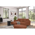 ECKSOFA in Flachgewebe, Leinenoptik Cognac  - Cognac/Schwarz, Design, Textil/Metall (170/242cm) - Xora