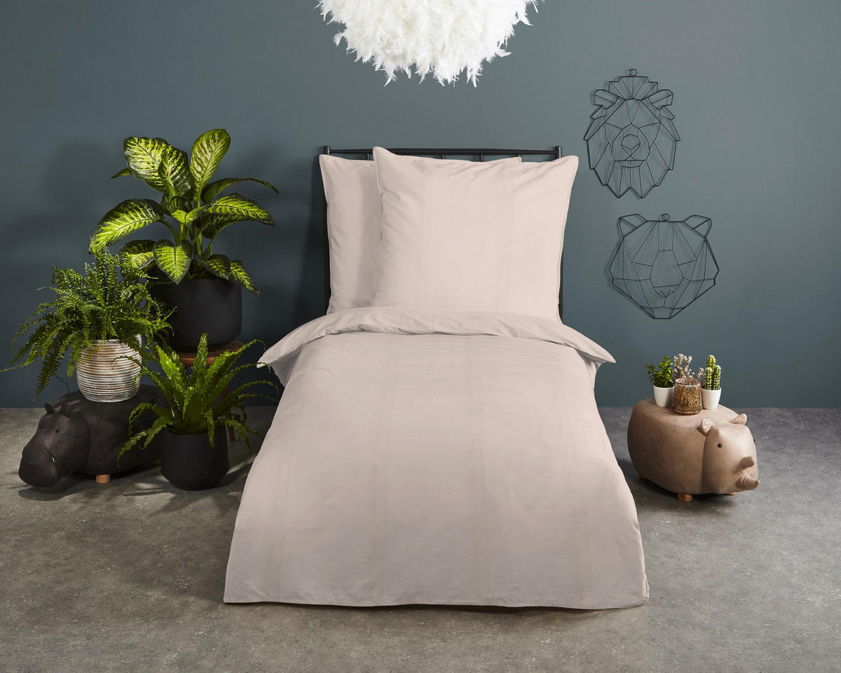 BETTWÄSCHE Uni Light Sand Satin 135/200 cm  - Beige, Basics, Textil (135/200cm)