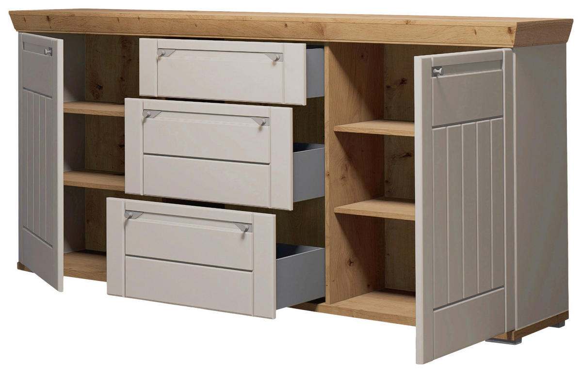 SIDEBOARD  200/100/47 cm 3 Schublade(n)  - Kaschmir/Eiche Artisan, ROMANTIK / LANDHAUS, Holzwerkstoff/Metall (200/100/47cm) - Landscape