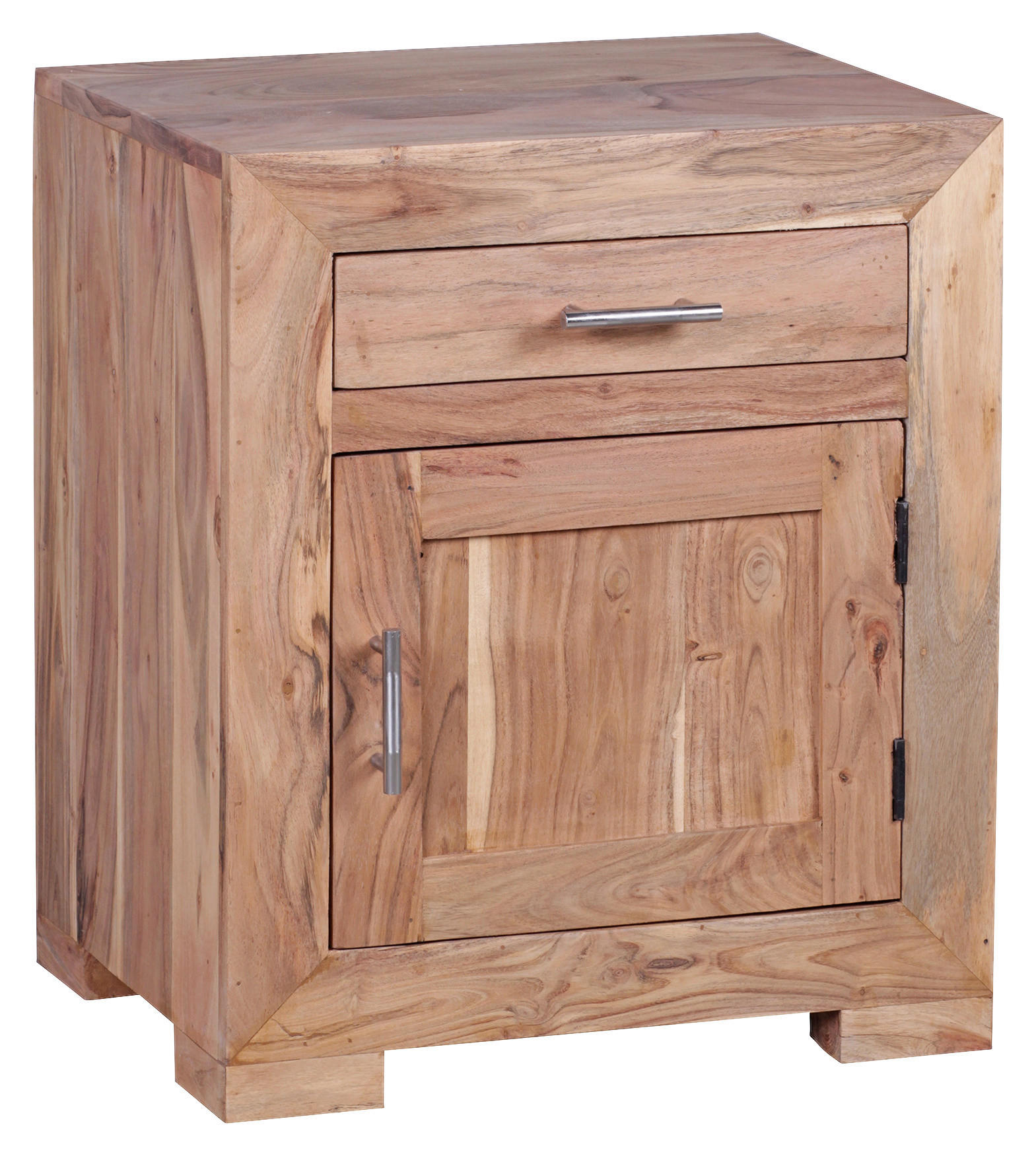 NACHTSCHRANK 50/60/40 cm, Akaziefarben, massiv  - Chromfarben/Akaziefarben, KONVENTIONELL, Holz/Metall (50/60/40cm) - MID.YOU
