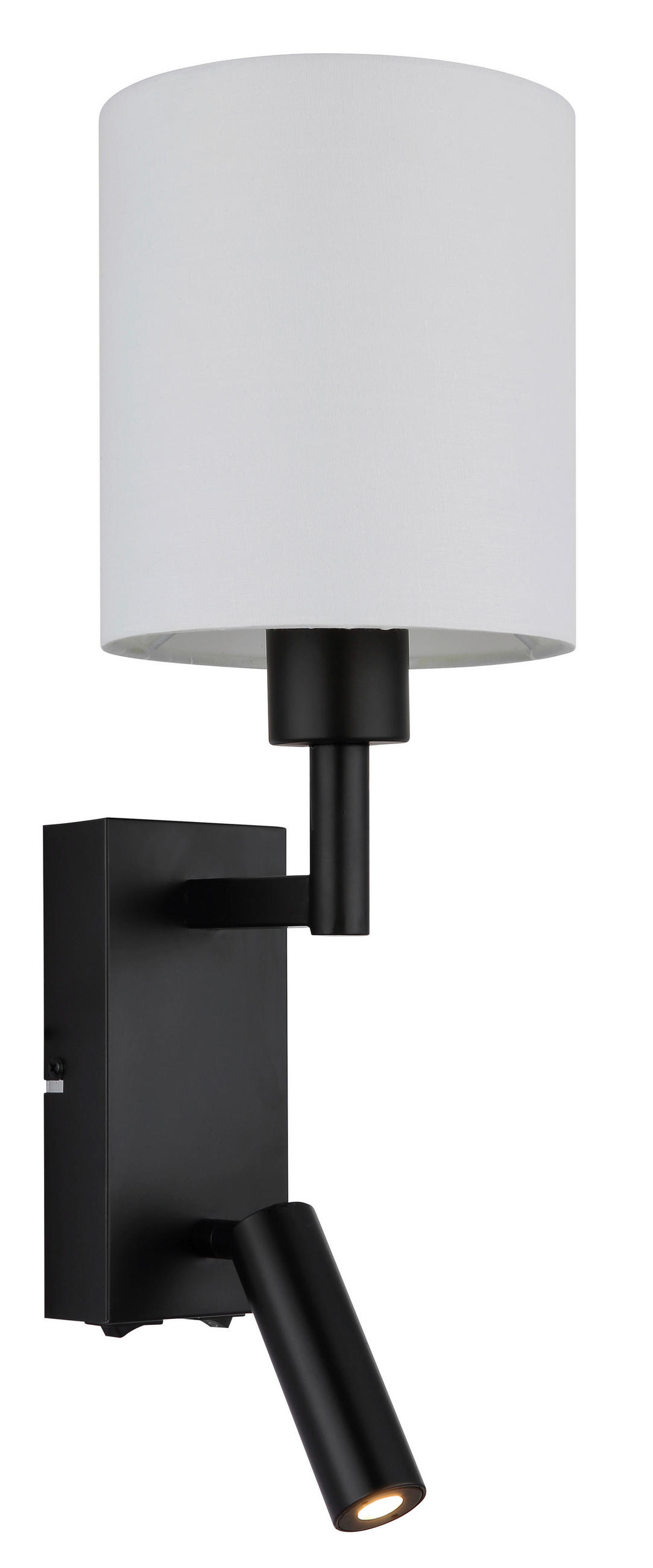 LED-WANDLEUCHTE 15/45,5 cm   - Schwarz/Weiß, KONVENTIONELL, Textil/Metall (15/45,5cm) - Globo