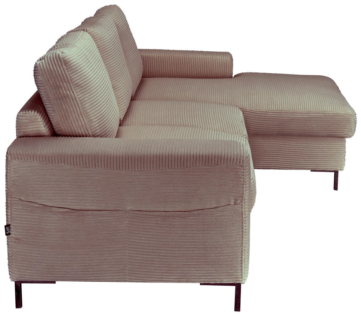 ECKSOFA Taupe Cord  - Taupe/Schwarz, KONVENTIONELL, Textil/Metall (240/150cm) - Carryhome