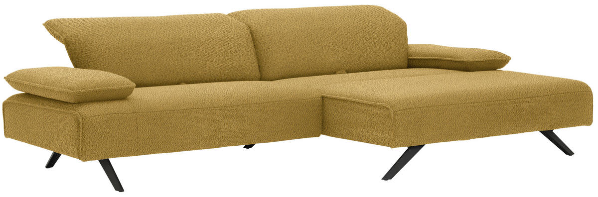 ECKSOFA in Flachgewebe Goldfarben  - Anthrazit/Goldfarben, Design, Textil/Metall (280/165cm) - Johann Jakob