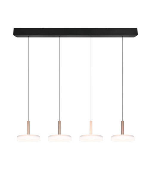 LED-HÄNGELEUCHTE 115/22/200 cm    - Weiss/Braun, Design, Glas/Metall (115/22/200cm) - Trio Leuchten
