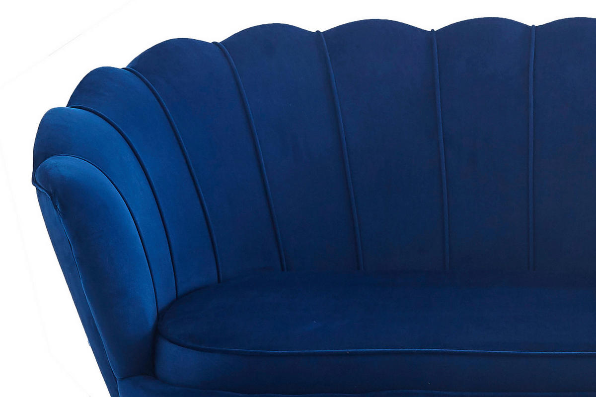 2-SITZER-SOFA in Samt Dunkelblau  - Goldfarben/Dunkelblau, MODERN, Textil/Metall (136/78/77cm) - Livetastic