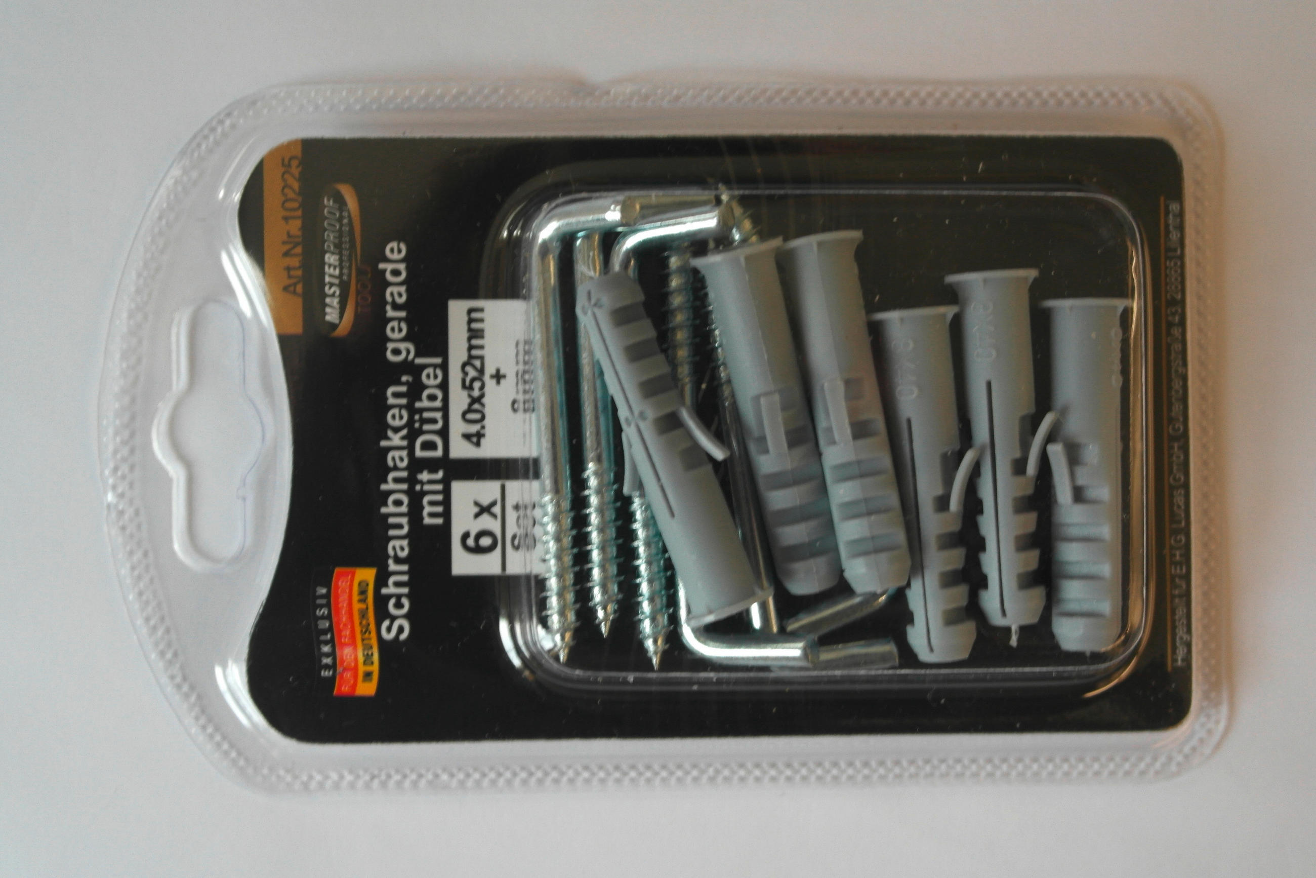 Schraubhaken-Set Gerade L: 13 mm 6 Stk. mit Dübel