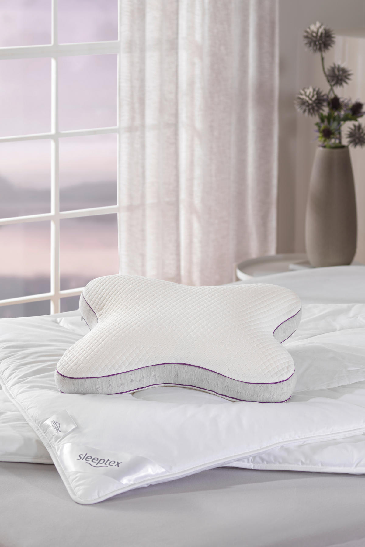 JASTUK ZA VRAT  55/46 cm       - siva/bela, Osnovno, tekstil (55/46cm) - Sleeptex