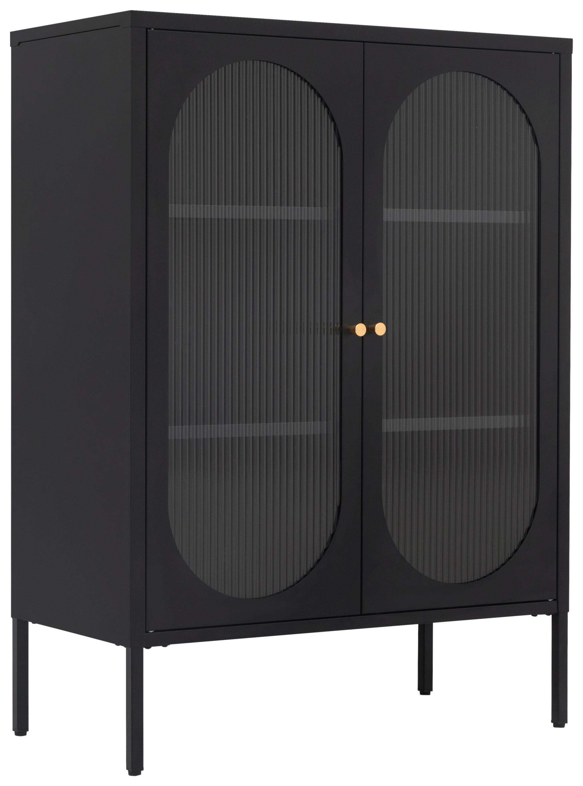 VITRINE  in Schwarz  - Transparent/Goldfarben, Design, Glas/Metall (80/110/40cm) - MID.YOU