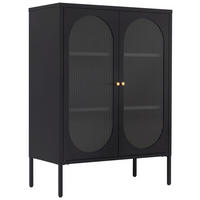 VITRINE  in Schwarz  - Transparent/Goldfarben, Design, Glas/Metall (80/110/40cm) - MID.YOU