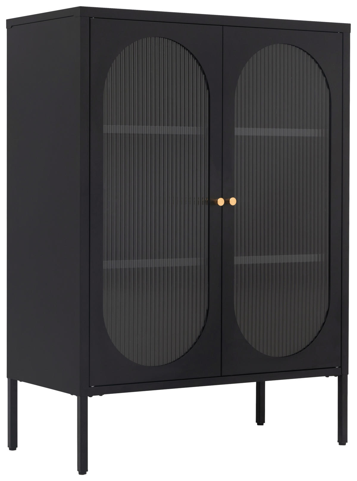 VITRINE  in Schwarz  - Transparent/Goldfarben, Design, Glas/Metall (80/110/40cm) - MID.YOU