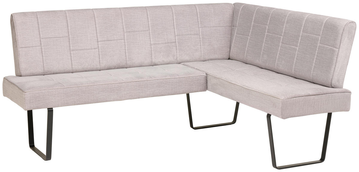 ECKBANK 190/150 cm Samt Hellgrau   - Hellgrau/Schwarz, KONVENTIONELL, Textil/Metall (190/150cm) - MID.YOU