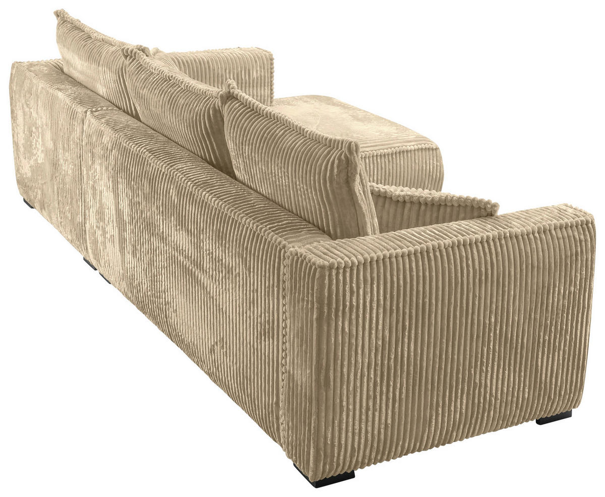 ECKSOFA Beige Cord  - Beige/Schwarz, MODERN, Holz/Textil (322/208cm) - Carryhome