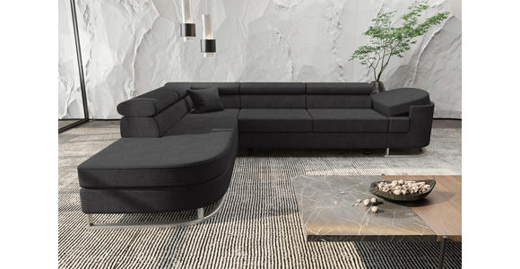 ECKSOFA in Lederlook Schwarz  - Chromfarben/Schwarz, KONVENTIONELL, Textil/Metall (224/278cm) - Carryhome