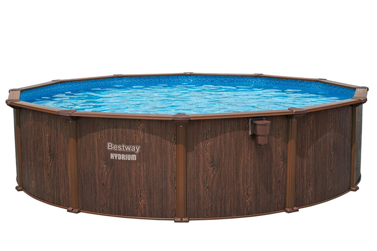 POOL SET 56384 488/132 cm  - Dunkelbraun/Hellblau, KONVENTIONELL, Kunststoff/Metall (488/132cm) - Bestway