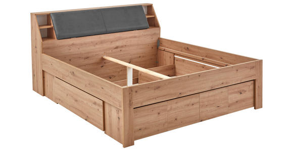 STAURAUMBETT 180/200 cm in Eiche Artisan - Eiche Artisan/Grau, KONVENTIONELL, Holzwerkstoff/Textil (180/200cm) - Carryhome