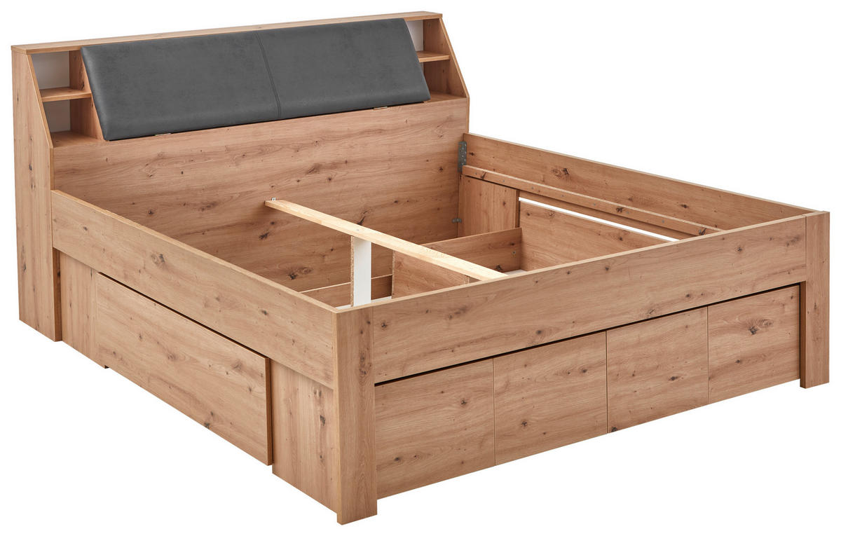 STAURAUMBETT 180/200 cm  in Eiche Artisan  - Eiche Artisan/Grau, KONVENTIONELL, Holzwerkstoff (180/200cm) - Boxxx