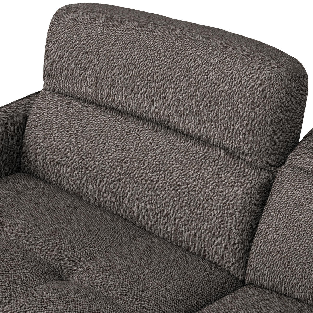 ECKSOFA Flachgewebe Graubraun  - Graubraun/Schwarz, Design, Textil/Metall (175/246cm) - Celina