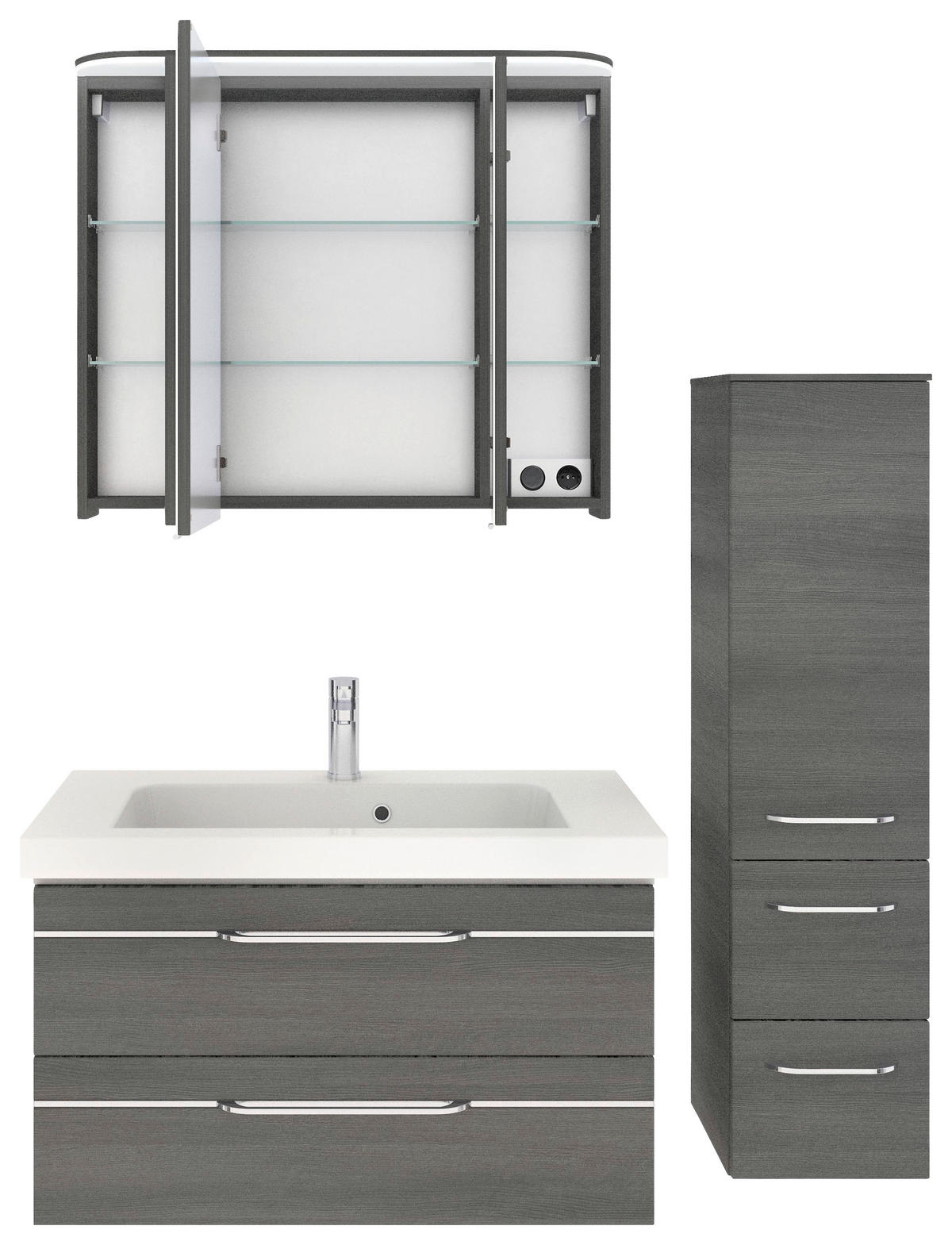 BADEZIMMER  in 122 cm  - Chromfarben/Graphitfarben, KONVENTIONELL, Glas/Holzwerkstoff (122cm) - Pelipal