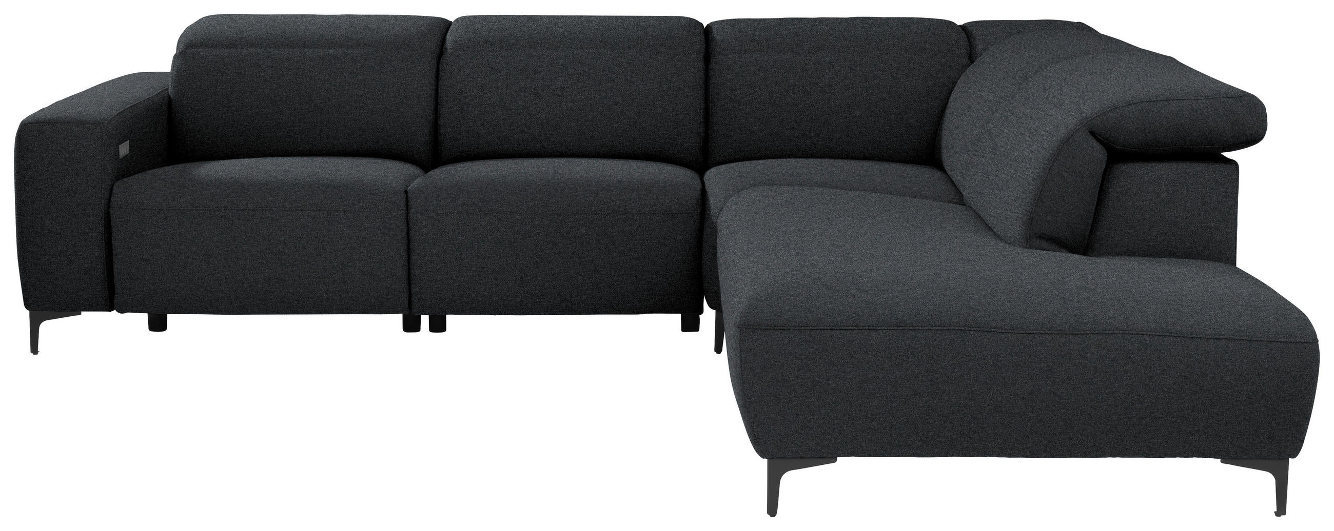 ECKSOFA Anthrazit Flachgewebe  - Anthrazit/Schwarz, Design, Textil/Metall (290/238cm) - Pure Home Lifestyle