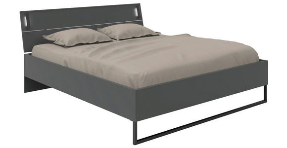 BETT 180/200 cm  in Graphitfarben  - Schwarz/Graphitfarben, Design, Holzwerkstoff/Metall (180/200cm) - Carryhome