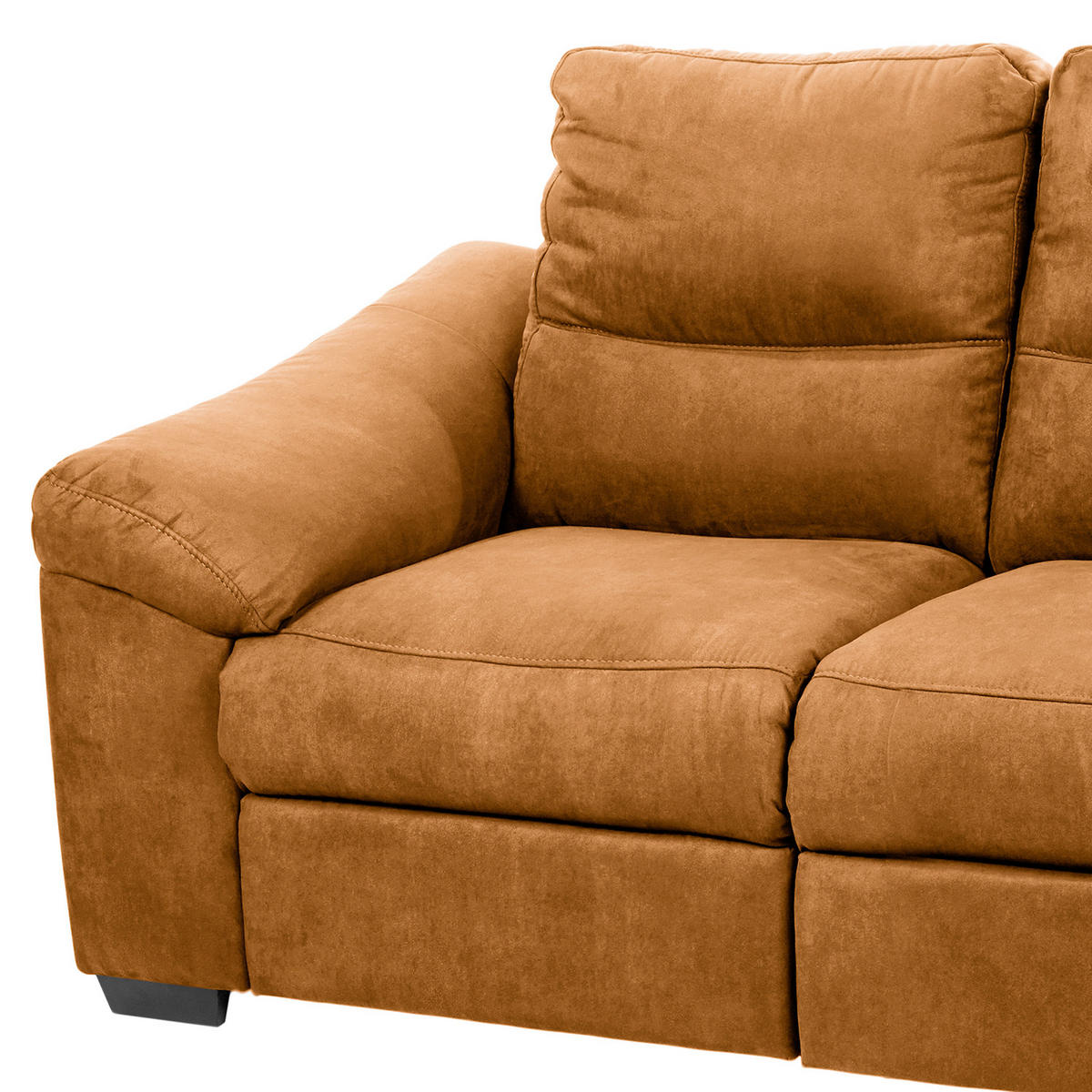 2-SITZER-SOFA HAMPTON in Flachgewebe Cognac Landhaus  - Cognac/Schwarz, Design, Holz/Textil (174/97/97cm) - Livetastic
