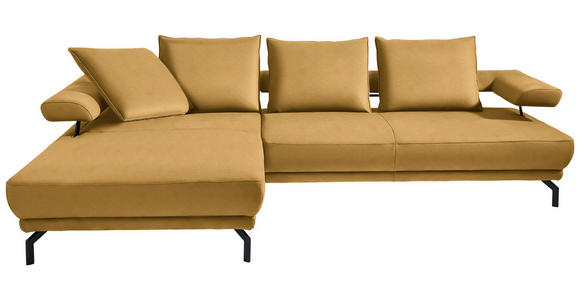 ECKSOFA in Mikrofaser Gelb 224/305 cm - Gelb/Schwarz, Design, Textil/Metall (224/305cm) - Dieter Knoll