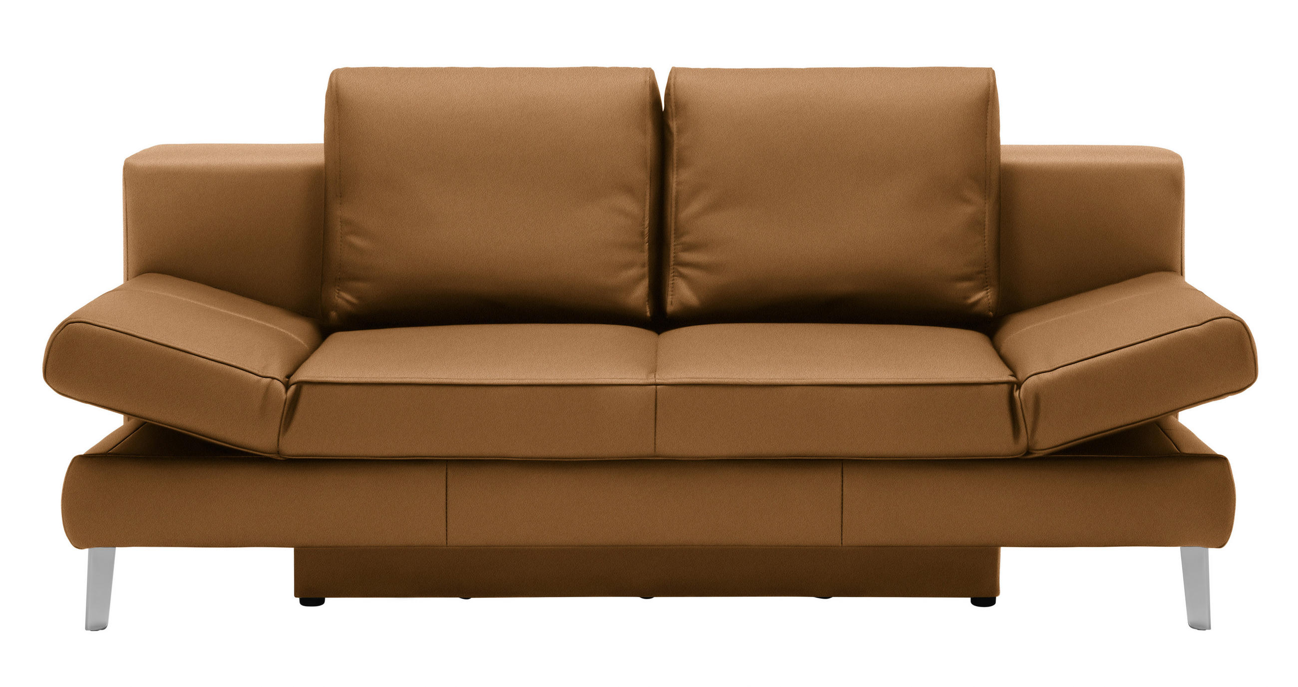 SCHLAFSOFA Braun Echtleder  - Chromfarben/Braun, Design, Leder/Metall (200/85/90cm) - Novel