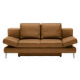 SCHLAFSOFA Braun Echtleder  - Chromfarben/Braun, Design, Leder/Metall (200/85/90cm) - Novel
