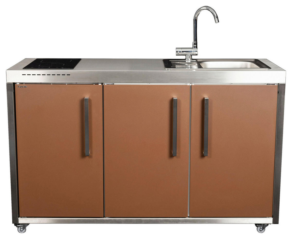 OUTDOORKÜCHE - Edelstahlfarben/Braun, Basics, Metall (157/98/62cm)