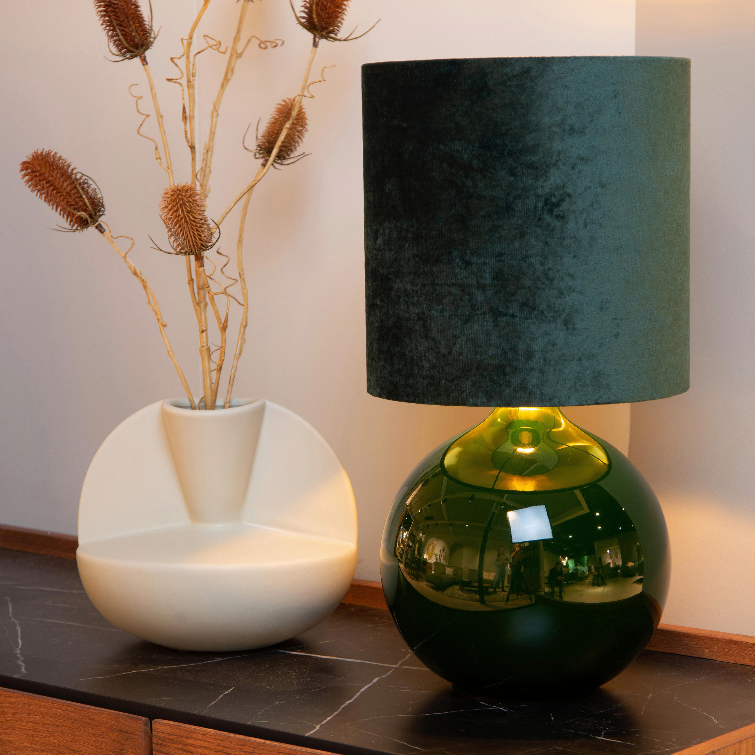 TISCHLEUCHTE 24/24/47 cm   - Grün, LIFESTYLE, Glas (24/24/47cm) - Lucide